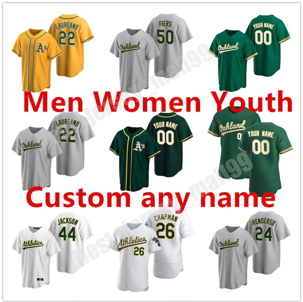 

Custom 2021 Oakland 28 Matt Olson Athletics Jersey 26 Chapman 9 Reggie Jackson 24 Rickey Henderson 50 Mike Fiers 2 Khris Davis Baseball, Blue;black