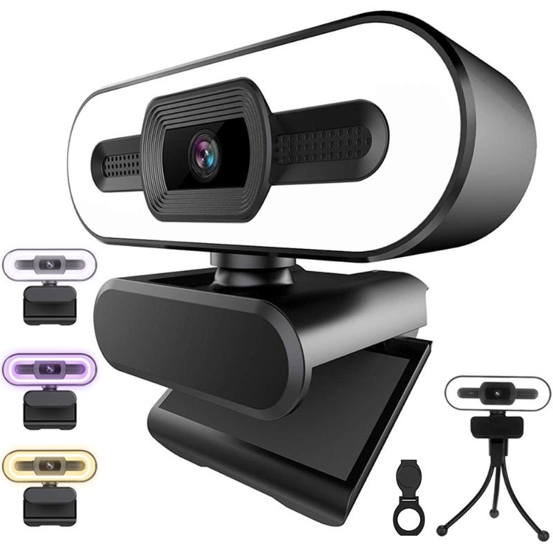 

Webcams 2K Webcam 1080p Ring Light Full HD Web Camera PC Mac Laptop Tripod Desktop USB With Microphone WebCamera For Youtube Live Video