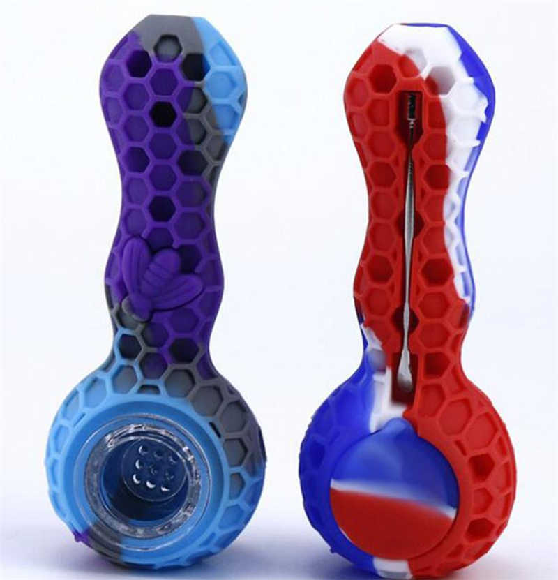 

Creative Bee Silicone Pipe Spoon Travel Portable Pipe Glass Pipe Hay Accessories Hand Tube Wholesale