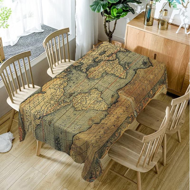 

Ancient Old Sand Brown Slate Blue Tablecloth Table Cloth