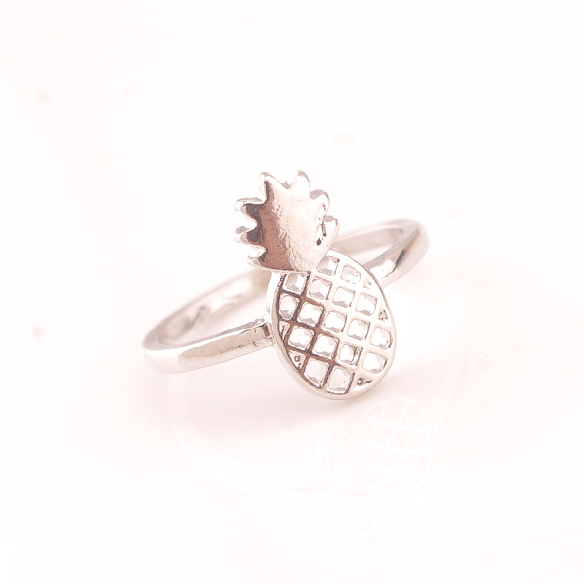 10pcs Gold Silver Cute Ananas Pineapple Ring Lovely Simple Funny Outline Fruit Apple Shape Rings for Women Ladies Party Birthday Gift Charm Jewel-image-744787519