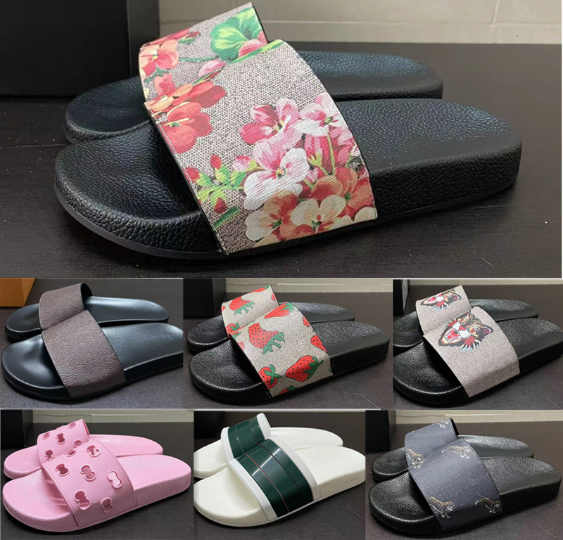 

Top Quality Studded leather slippers women men sandals Slides Summer Fashion Indoor Wide Flat Flip Flop slide Slideshow With Box Size EUR35-45 G1-1