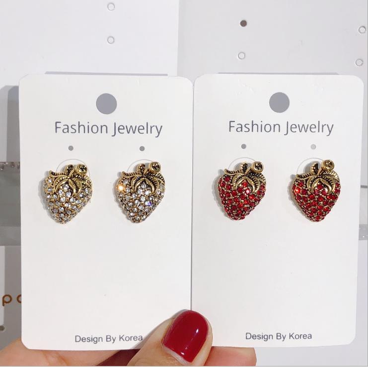 

Vintage strawberry full diamond shape fruit East Gate Earrings simple and versatile Earrings