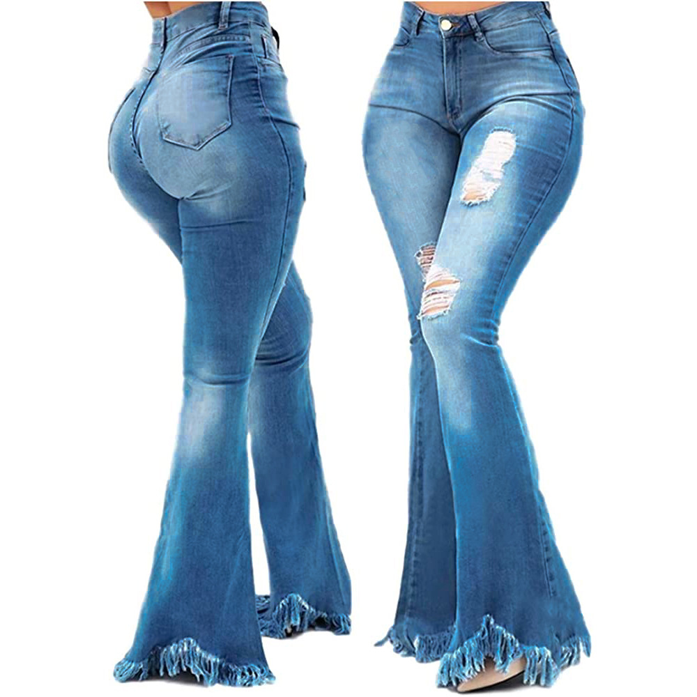 

Women High Waist Slim Denim Jeans Ladies Casual Skinny Flare Jeans Pants Plus Size -3XL, Blue