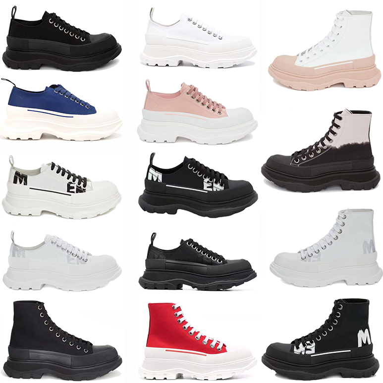 

Fashion Tread Slick canvas sneaker Arrivals Platform shoes High triple black white royal pale pink red women lace up casual chaussures, Black high