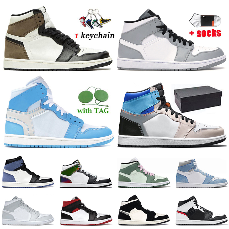 

Basketball Shoes Air Jordan retro 1 1s Top Quality Trainers High Travis Off Prototype White University Blue Mid Heat Reactive Royal Melody Shadow With Box Jordon, B8 mid dutch green 36-40