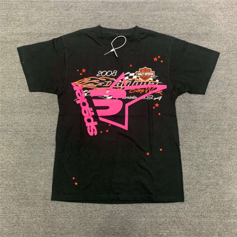 

Best Quality Pink Young Thug Sp5der 555555 Vintage T-shirt Men Spider web pattern T-shirt Fashion Clothing Top Tees, White;black