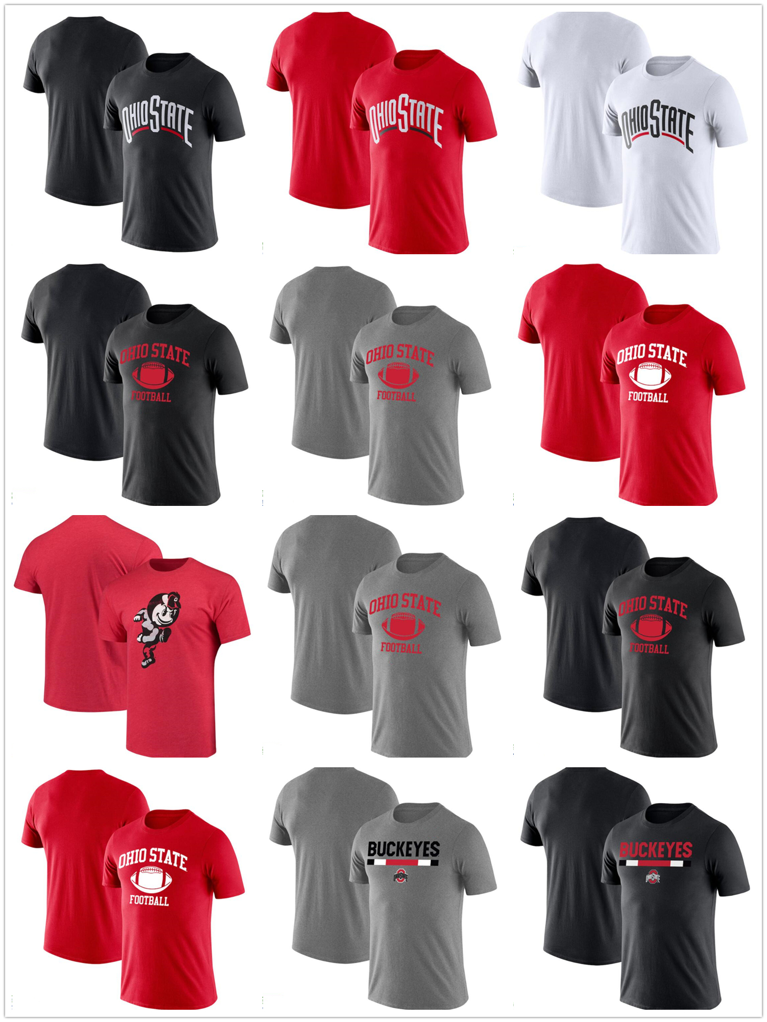 

Ohio State Buckeyes T-shirt Cotton cloth Round collar,loose,breathable printing mens tees, As pics