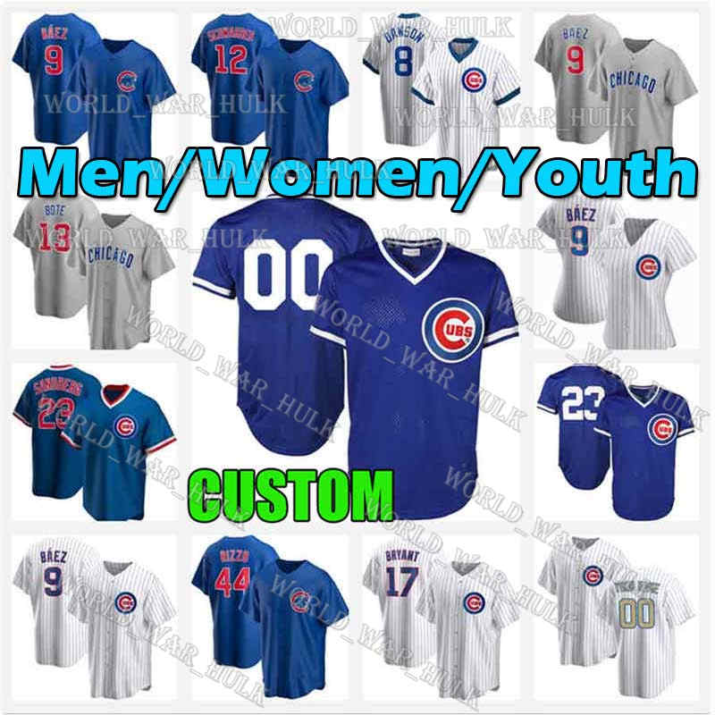 

14 Ernie Banks Jersey 23 Ryne Sandberg Javier Baez 8 Andre Dawson Ian Happ Anthony Rizzo Kyle Schwarber Cubs Retro Baseball Mesh Chicago, Blue;black
