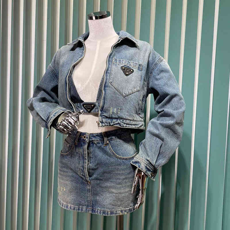 

Casual Dresses American Autumn Street Trendy Nightclub Ins Super Suit Womens Denim Short Coat Wrapped Chest Miniskirt M566, Washed blue