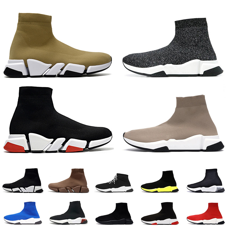 

Authentic Luxurys Mens Women Slip-on Socks Shoes 2.0 Sped Trainers Platform Graffiti Clear Triple S Black White Beige Beige Off Vintage Designer Sneakers, B17 36-40