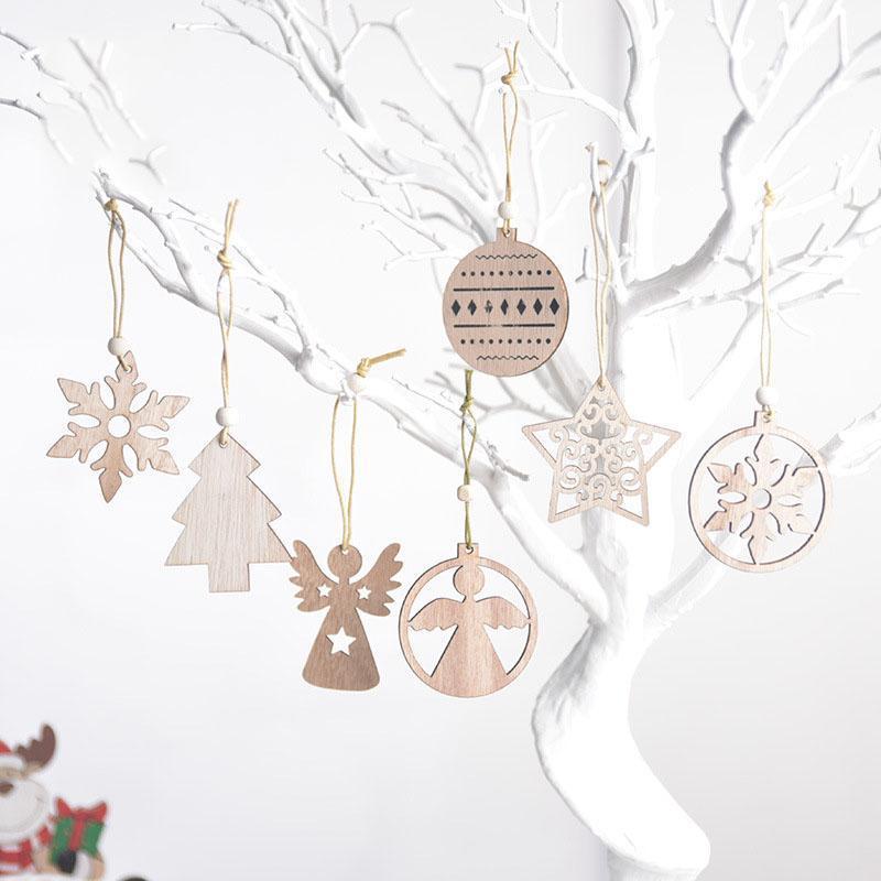 

Christmas Decorations 12pcs/box Wooden Pendants Xmas Tree Hanging Ornaments DIY Wood Crafts For Home Party Year