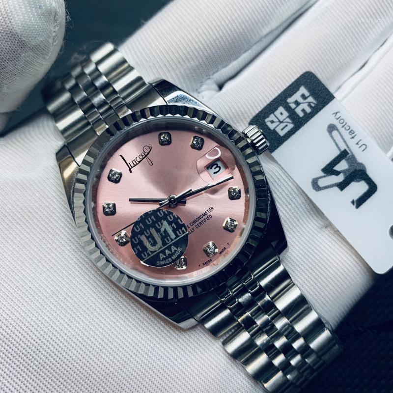

Watch High Quality Pink Dial Men's Self-winding Movement Date Wristwatches