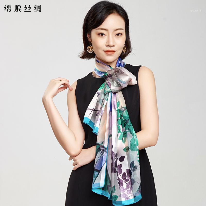 

Scarves Suzhou Silk Female 100% Mulberry Shawls Long Joker Gifts Youth, Blue;gray
