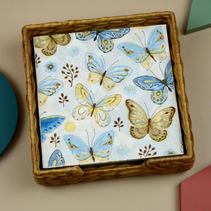 

33*33cm 10pcs Beautiful Butterfly Printed Paper Napkin Festive Tissues For Valentine's Day Wedding Home Party Decoration Disposable Dinnerwa