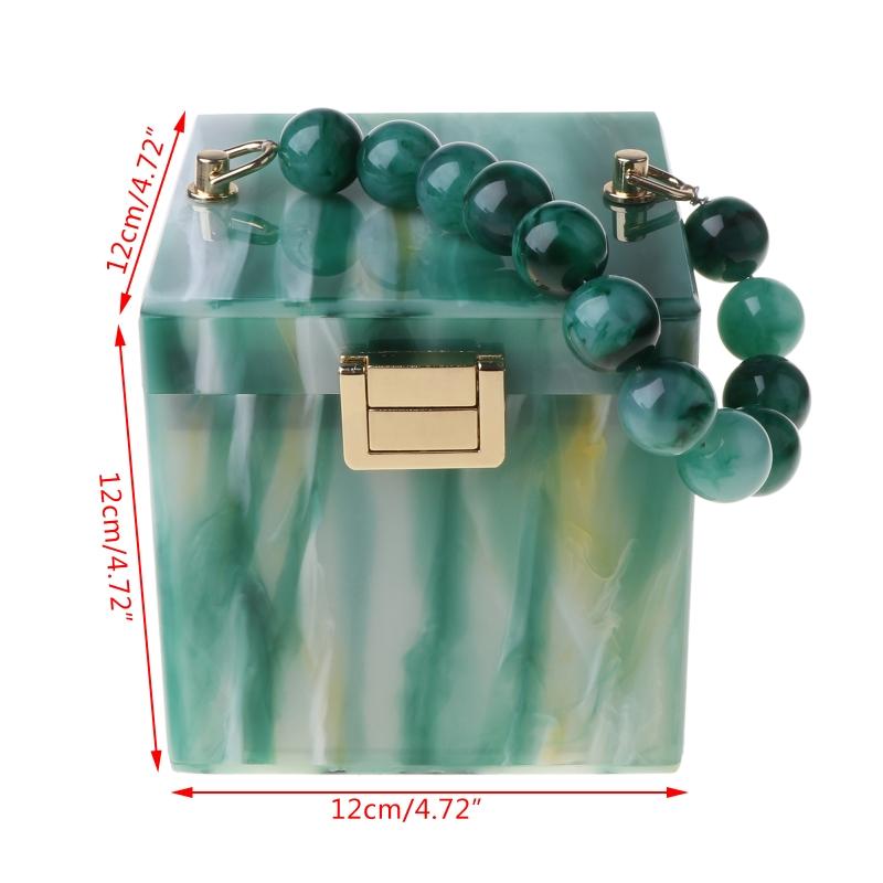 

Evening Bags 066F Women Gift Box Shape Prom Handbag Ladies Wedding Party Acrylic Clutch Banquet Purse Bag, Black