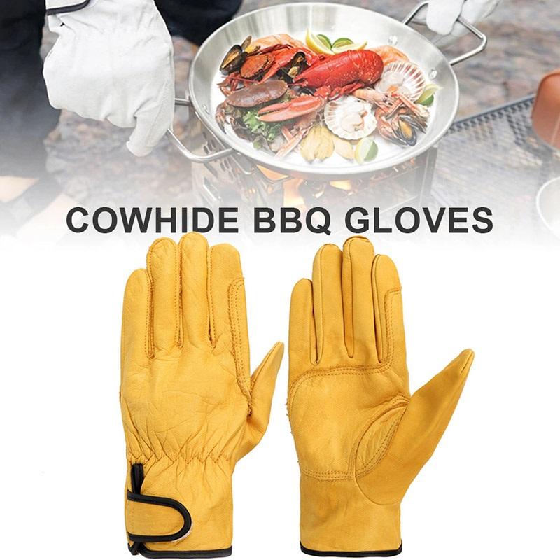 

Sports Gloves Cowhide Safety Protection Glove Ultrathin Leather Men's Driving Grinding Welding BBQ Protective Garden Working, Black