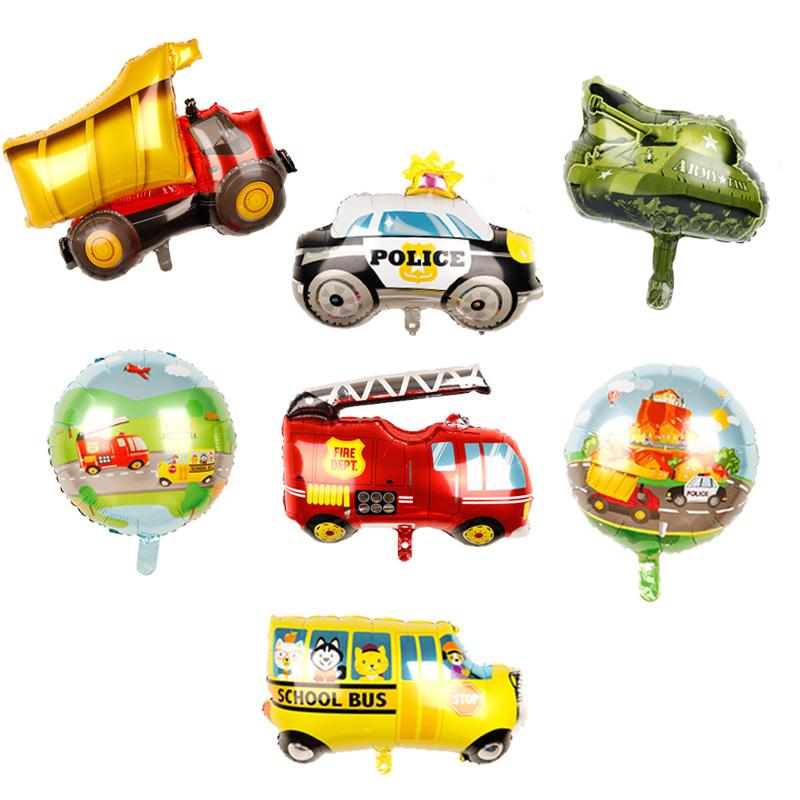 Party Decoration 5pcs Cartoon Car Balloons Fire Truck Train Foil Balloon Ambulance Globos Children Gifts Birthday Decorations Kids Ball-image-710926797