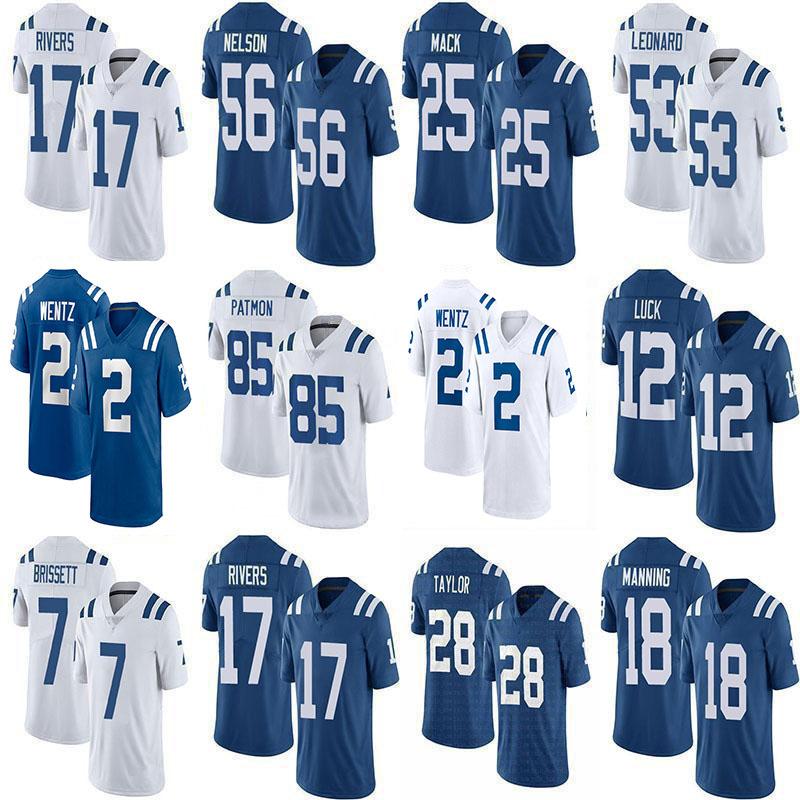 

2 Carson Wentz Football Jersey 53 Darius Leonard 56 Quenton Nelson 28 Jonathan Taylor 17 Philip Rivers 13 T.Y. Hilton 25 Marlon Mack 18 Peyton Manning Stitched jerseys, Shown