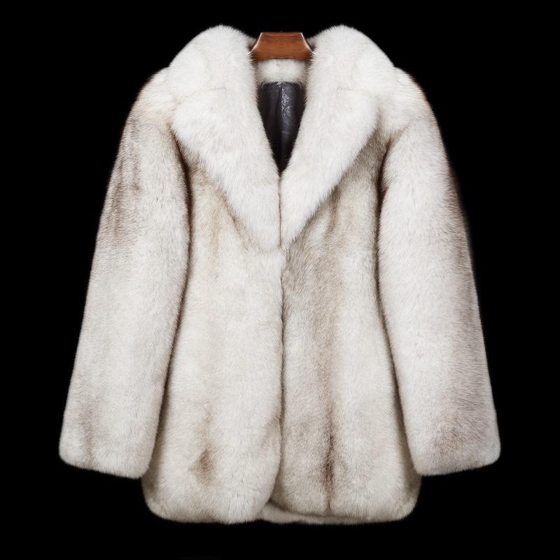 

Men's Wool & Blends Fur Coat Mid-length Whole Leather Winter Thick Haining