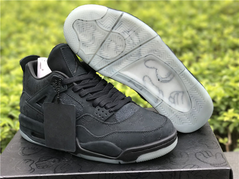 

Good quality version Jumpman 4 Basketball Shoes original Black kaws x official pure ground deer skin