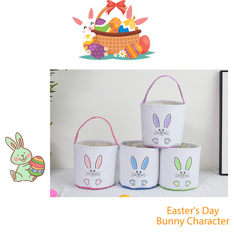23 * 24cm Bunny Paw Imprimer Sac à main Festive Lapin Face Jouets Seau Pâques Pâques Panier De Stockage Panier de pique-nique extérieur Paniers à