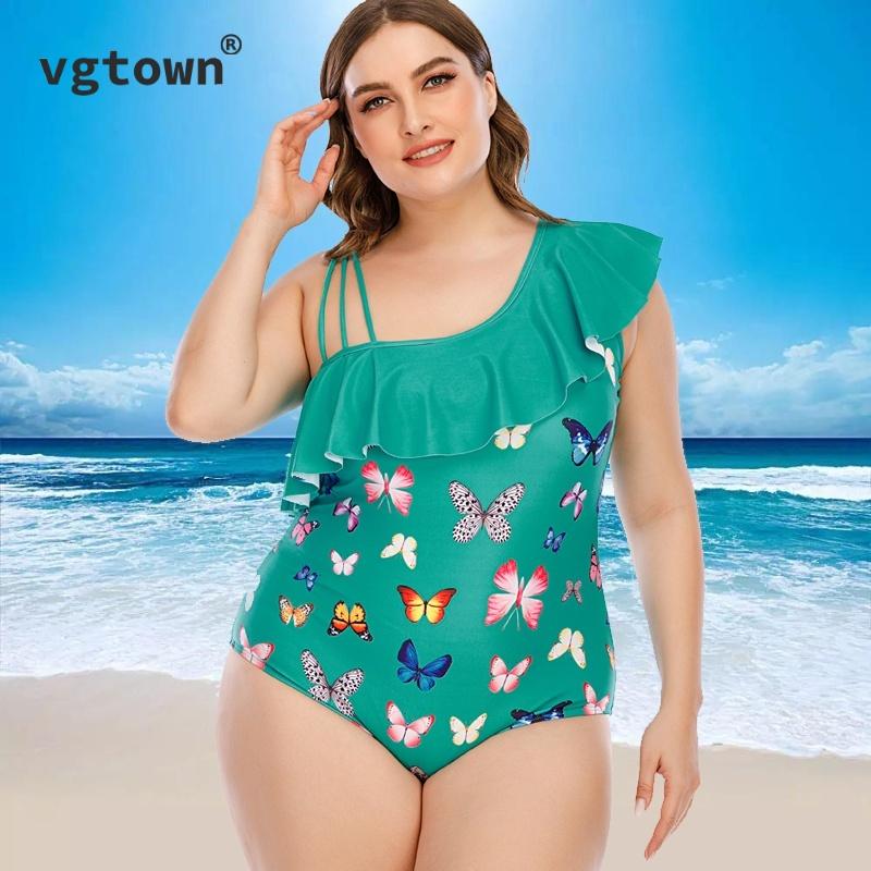 

Super Large Size 10XL Sexy Women's Swimsuit Bikini Beachwear Flower Printed One Shoulder Biquini Bathing One-Piece Suits