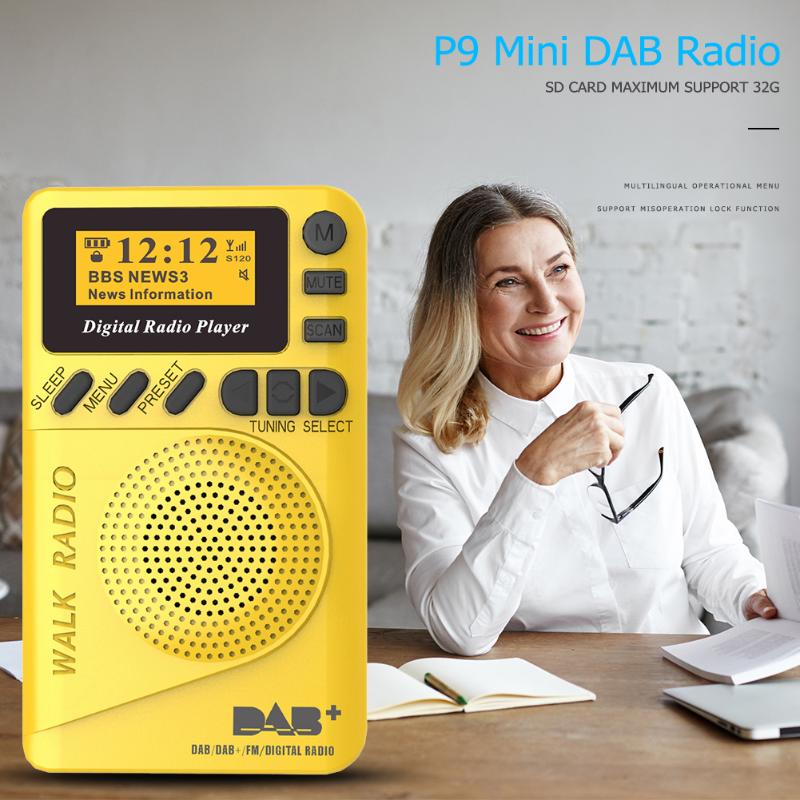 

Radio DAB-P9 Digital Pocket Mini 1.44 Inch LCD Display Portable FM MP3 Player Support TF Card For Sports Running Fitness