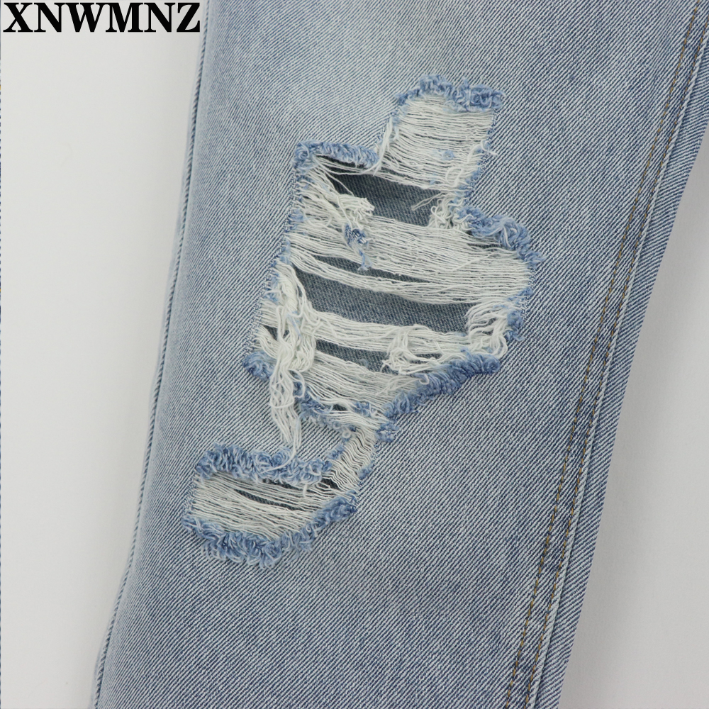 

2021za vintage mom jeans high waisted jeans woman ripped boyfriend jeans for women korean style distressed blue denim pants