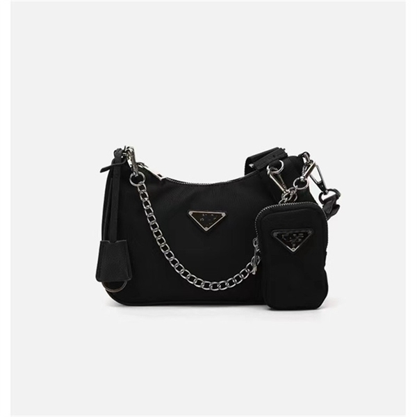 

autumn and winter new hobo three one nylon cloth chain women's Single Shoulder Messenger medieval armpit bag Purse Outlet, Black