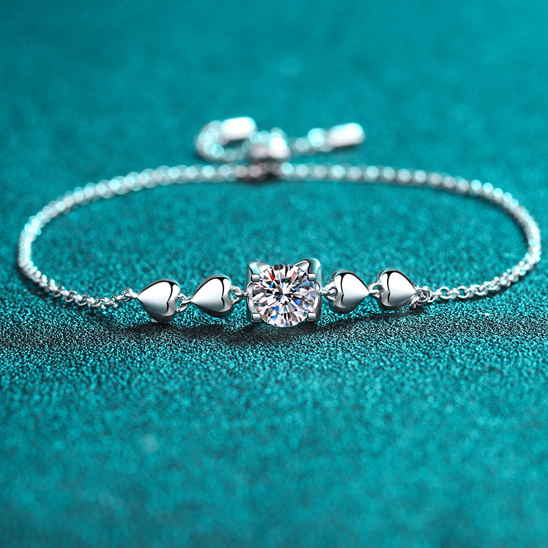

inbeaut 925 Silver D Color Pass Diamond Test 0.5 ct Excellent Cut Cow Bracelet VVS1 Bracelets 210512, Golden;silver