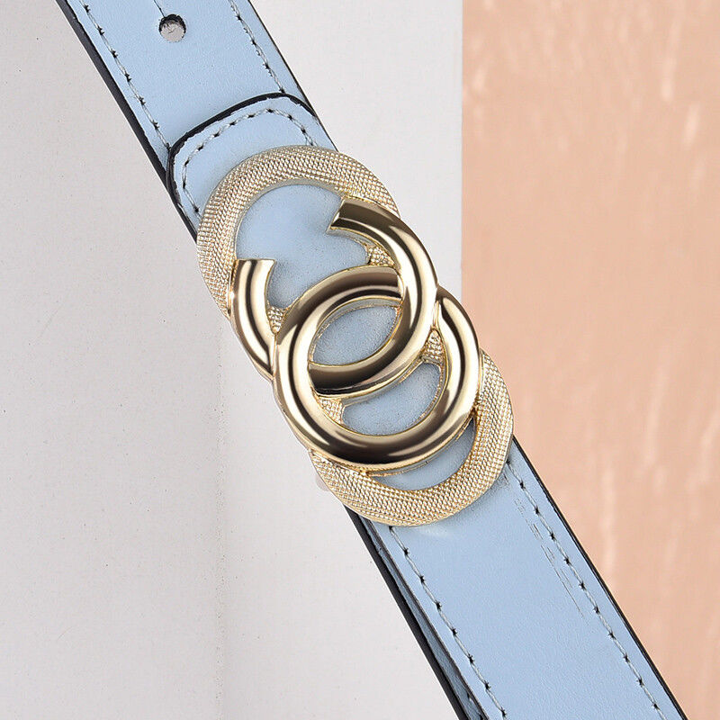 

Belt for women ladies luxury gold silver plate buckle jeans dress waistband Designer Leather Strap, Customize