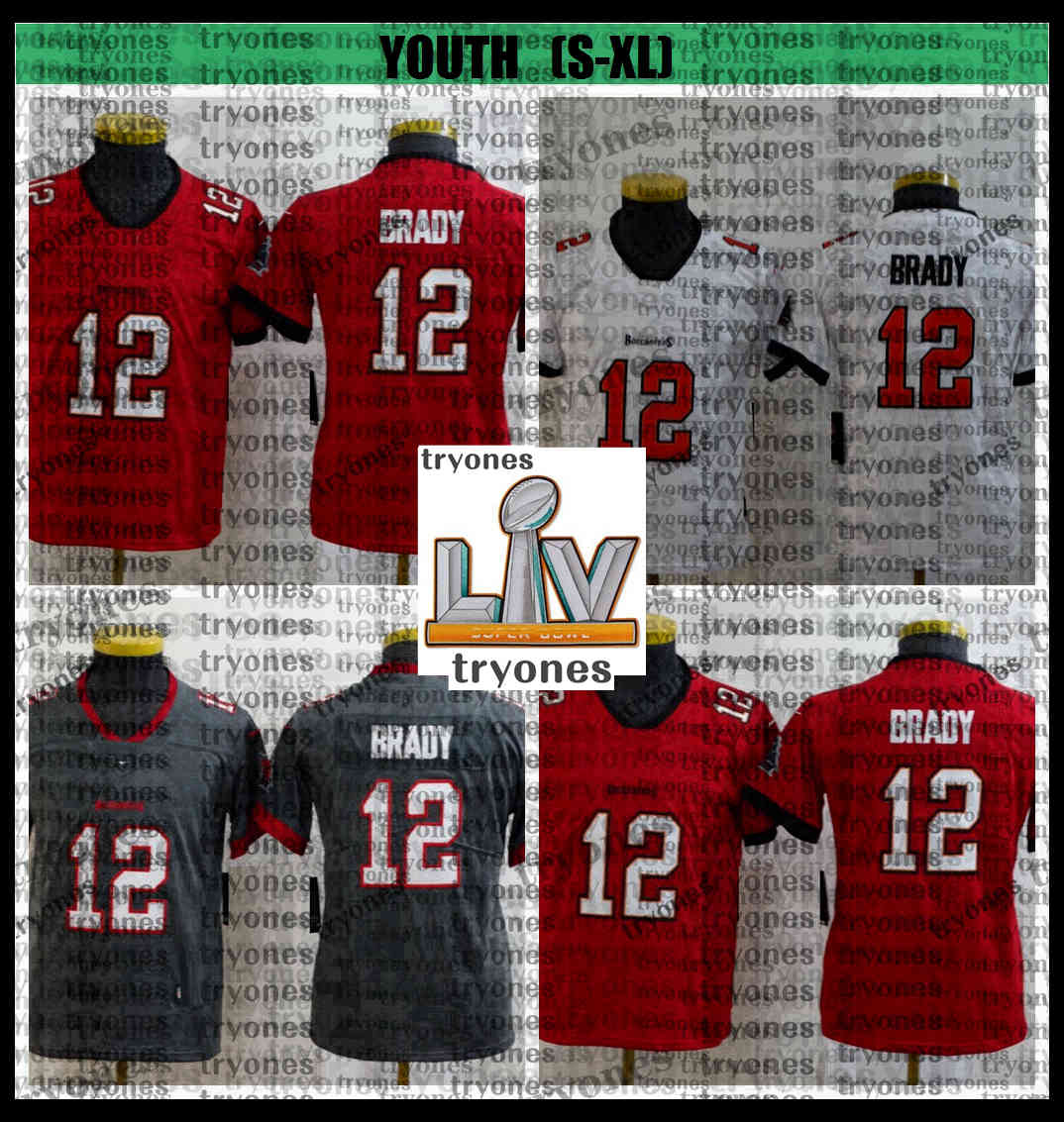 

Youth Kids 2021 SuperBowlLV Tom 12 Brady Football Jerseys Red Grey Tom Brady 14 Chris Godwin 87 Rob Gronkowski Boys Stitched Shirts Home Bc1, Kids grey