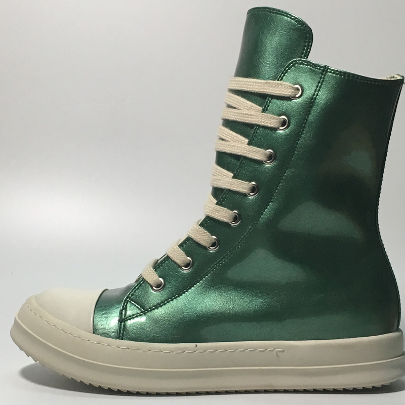 

High Street Women RO Boots Genuine Leather Womens Casual Sneaker Rric Owens Woman Original Shoe Streetwear, Silver