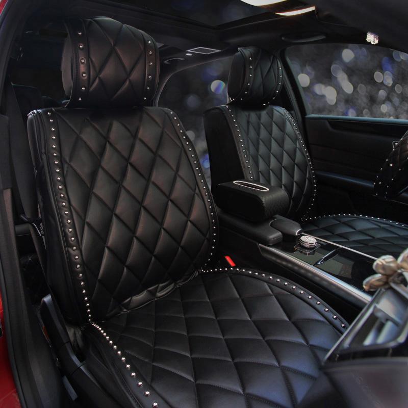 

Seat Cushions Leather Car Covers Fashion Rivet Universal Automobile Cushion 1pcs Front Mats Styling Interior Accessory