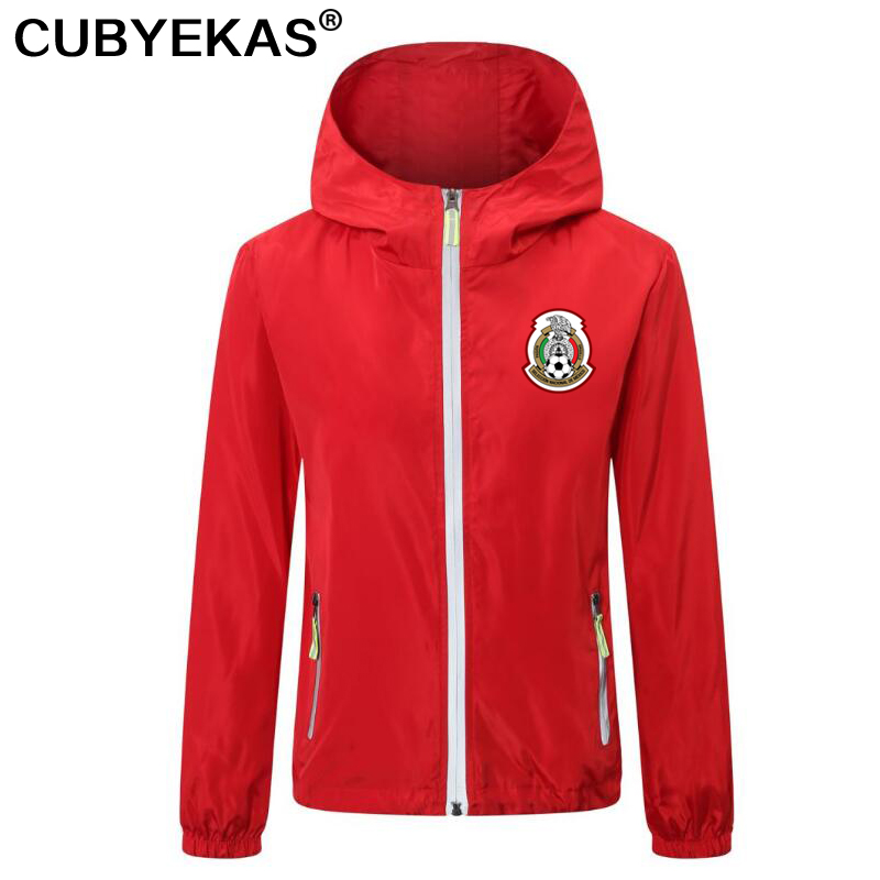 

2021 Mexico soccer Mens Trench Coats football Windbreaker jackets zipper Hooded Men casual jacket hoodie coat Print team badge Asia size S-4XL, Tan;black