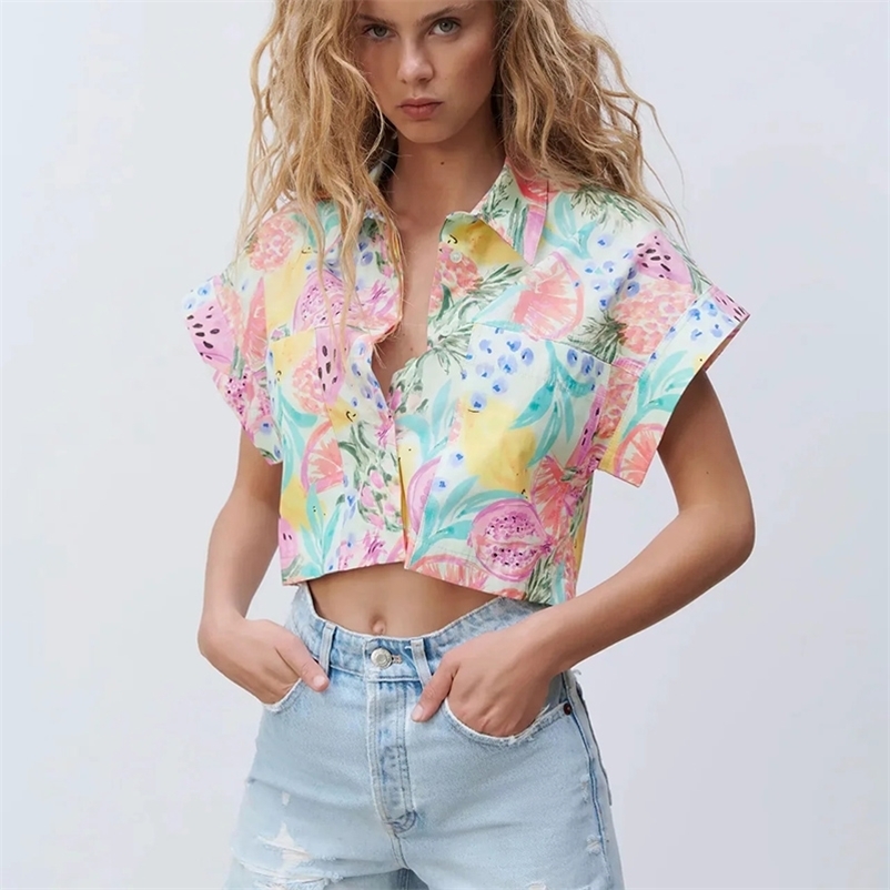 

Spring shirt short-sleeved lapel print short raglan sleeve 210524, Mixed color