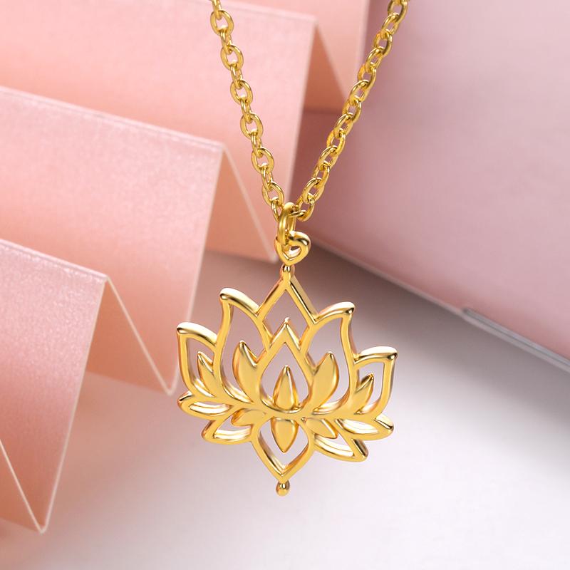 

Rose Gold Silver Color Lotus Pendant Necklaces For Women Exquisite Vintage Flower Choker Lady Boho Jewelry Friend Gifts Bijoux