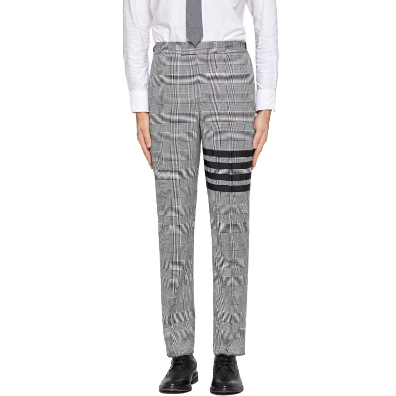 

Thom Tb Fashion Brand Men Casual Suit Pants Gray Plaid Black Striped Spring and Autumn Business Formal Trousers