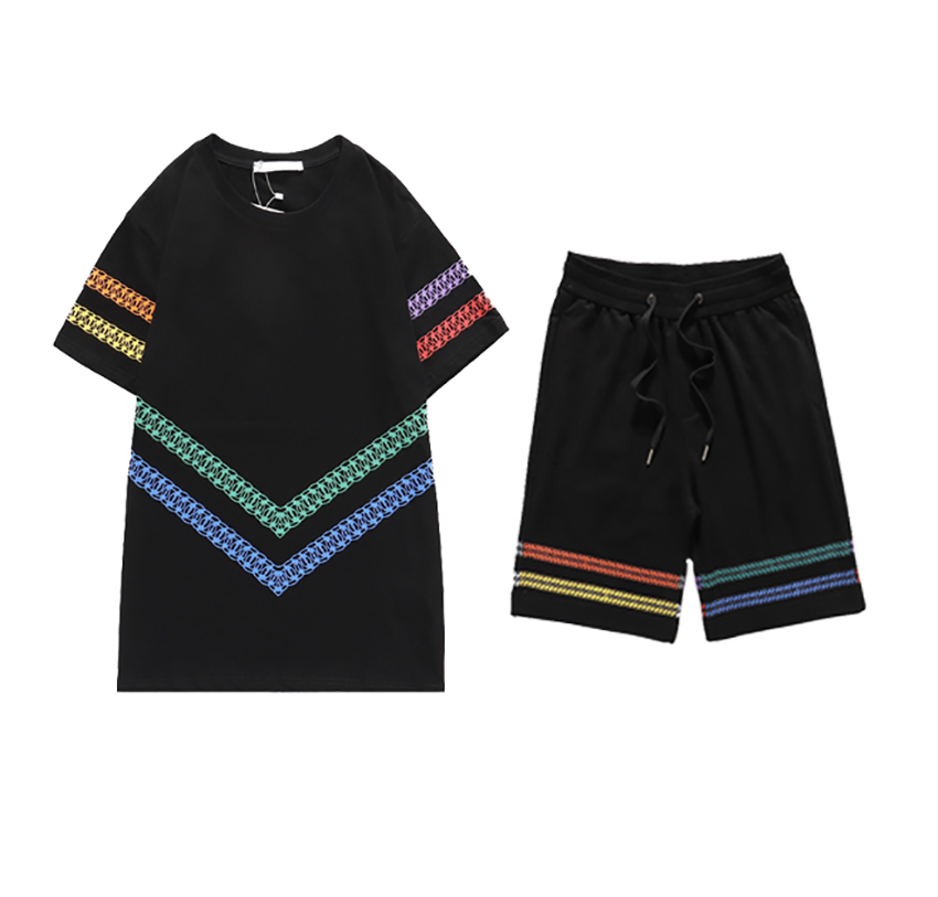 

Men' Sportswear Tracksuit Mens Sport Suit Summer Clothing Short Sleeved T Shirt Sets Letters Printed Casual Breathable 2021, Black tshirt