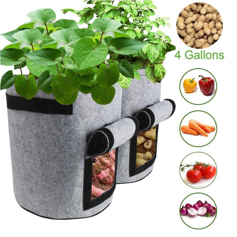 

Gallon Root Plant Growing Bag Vegetable Potato Pot Aeration Basket Side Window Planters & Pots
