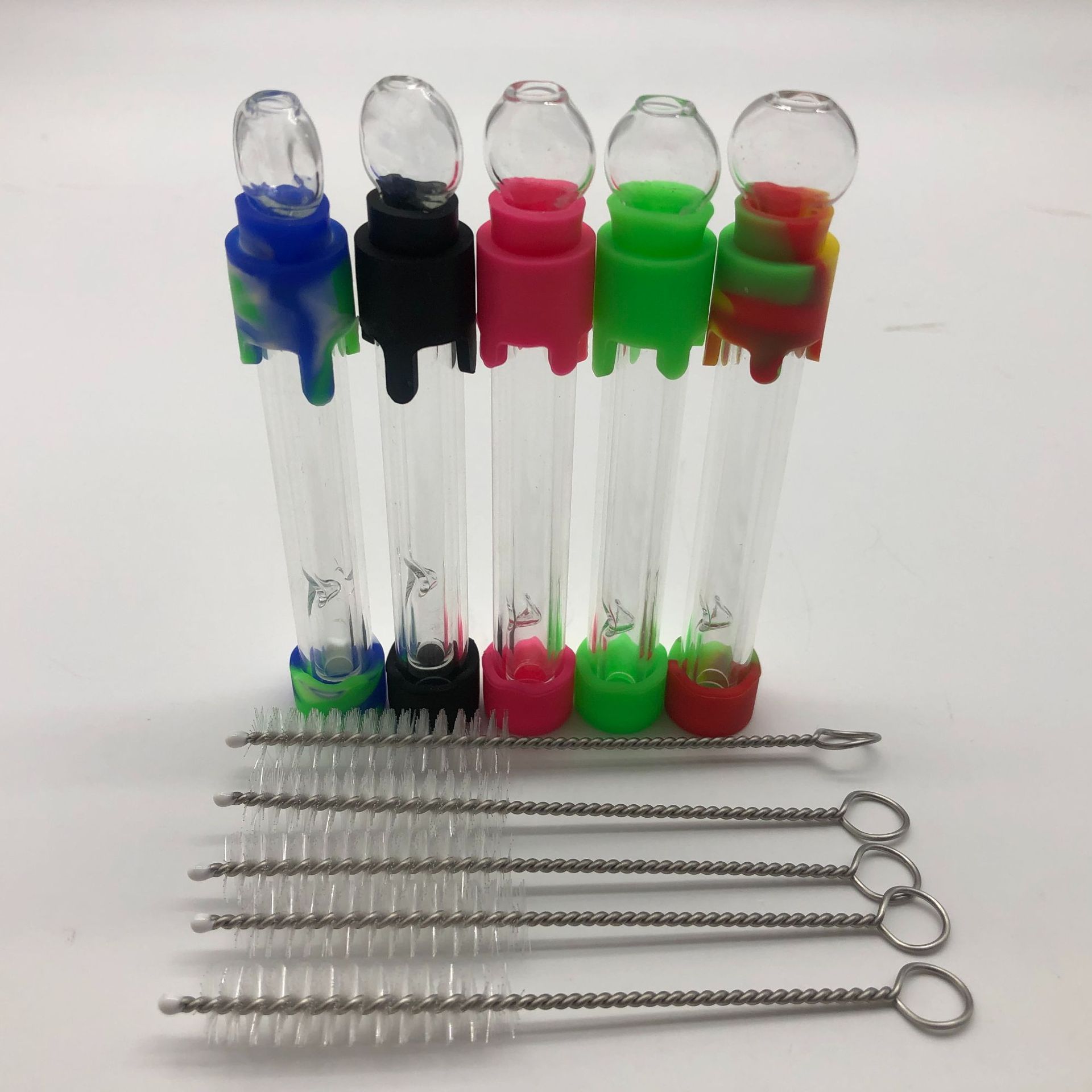 

Silicone pipe with brush other smoking accessories silicones galss water pipes Nozzle brushs
