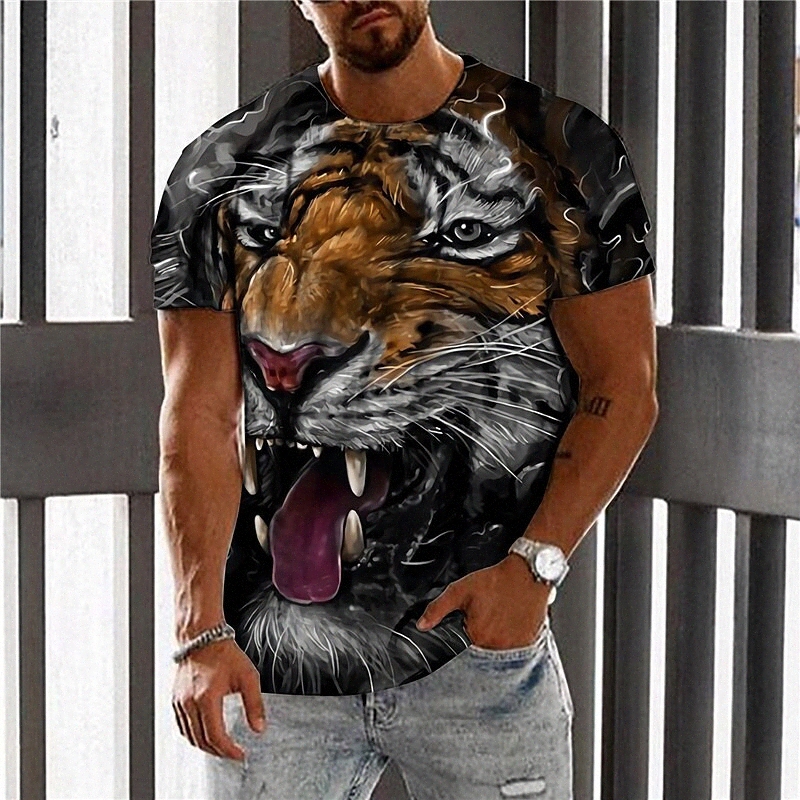 T-shirt Unisexe T-shirt 3D Imprimé graphique Imprimé Tiger Animal Col Daily Holiday Imprimé à manches courtes Tops Casual Designer Grand et grand