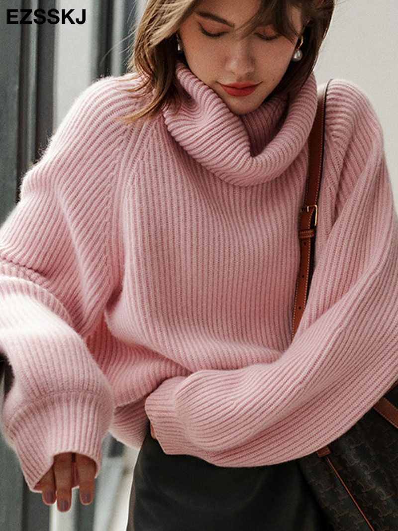 

Autumn Winter oversize thi Sweater pullovers Women 2021 loose cashmere turtlene big size Sweater Pullover for women female, Default color