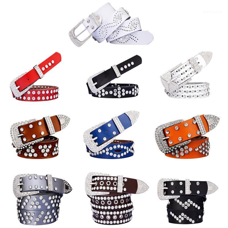 

Belts 48 Style Fashion Women Rhinestone Genuine Leather Belt High-End Multicolor Two Layer Cowhide Waist Accessories Jeans Waistband, Black;brown