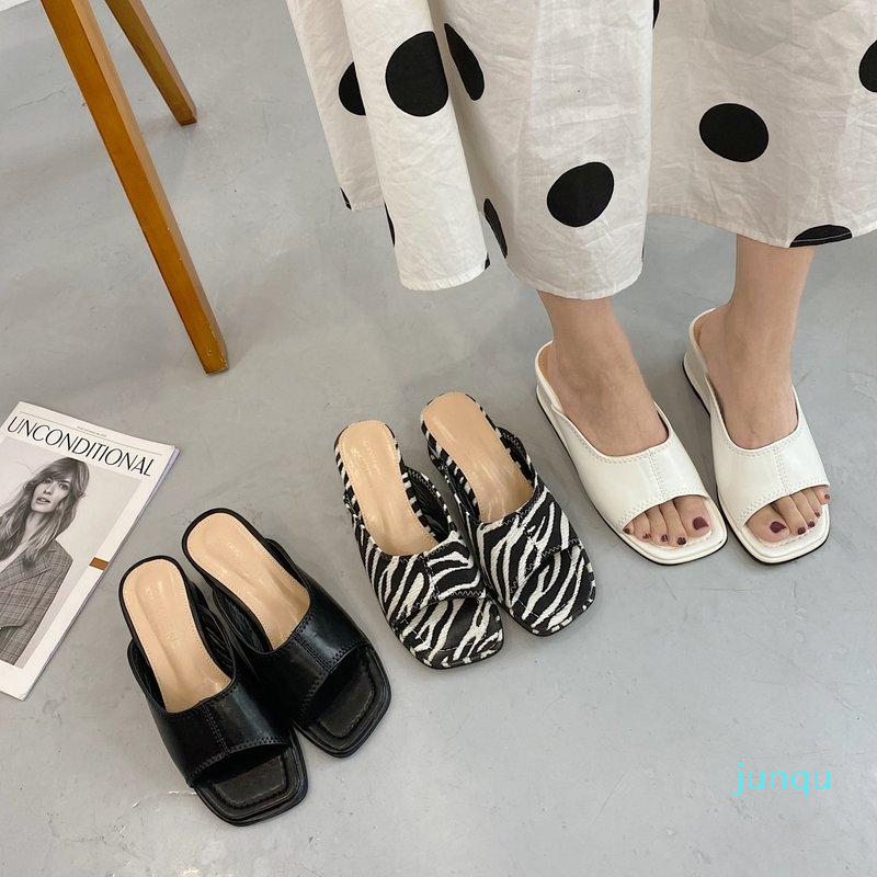 

Slippers Women Summer Slides High-Heeled Shoes Lady On A Wedge Platform Pantofle Fashion 2021 Soft Luxury Rome PU Female