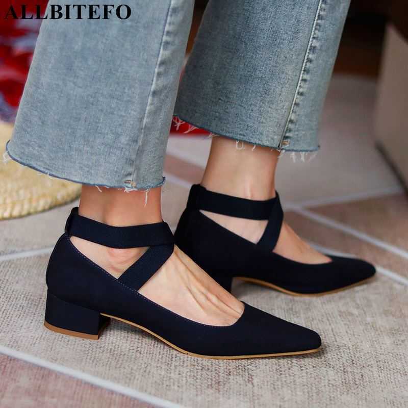 

ALLBITEFO fashion comfortable high quality women heels pigskin inside women's high heel shoes heel high heels 210611, As picture