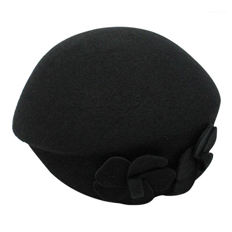 

Berets 1pc Stylish Flower Decor Beret Elegant Woolen Creative Winter Warm, Black