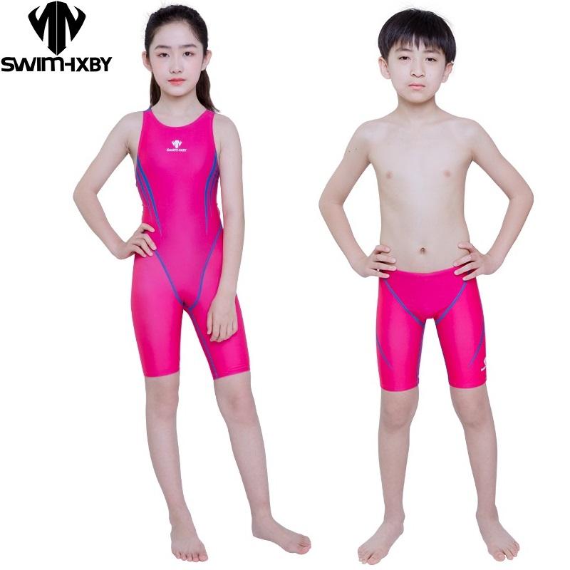 

Kids Competitive Swimming One Piece Swimsuit Knee Boys Swimsuits Bathing Suit Swim Wear Racing Swimwear Trunks One-Piece Suits