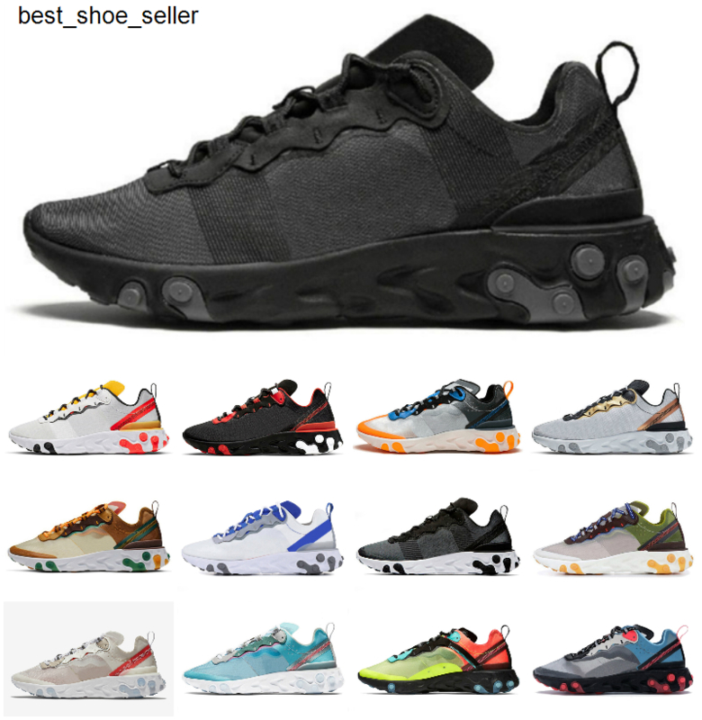 

UNDERCOVER X React Element 87 55 Running shoes 87s Desert Oasis Light Orewood Brown Triple Black Green Mist Sail fashion men sports trainers, L038